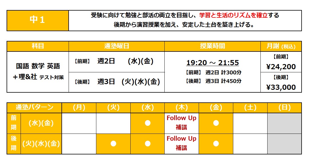 受験に向けて勉強と部活の両立を目指し、学習と生活のリズムを確立する。後期から演習授業を加え、安定した土台を築き上げる。